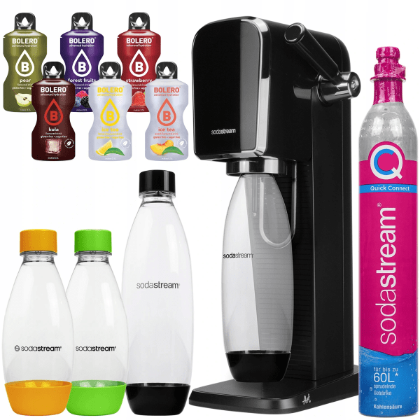 Saturator SodaStream Art Czarny + Butelki SodaStream PET 0,5 L zielona+pomarańczowa Dwupak + Bolero