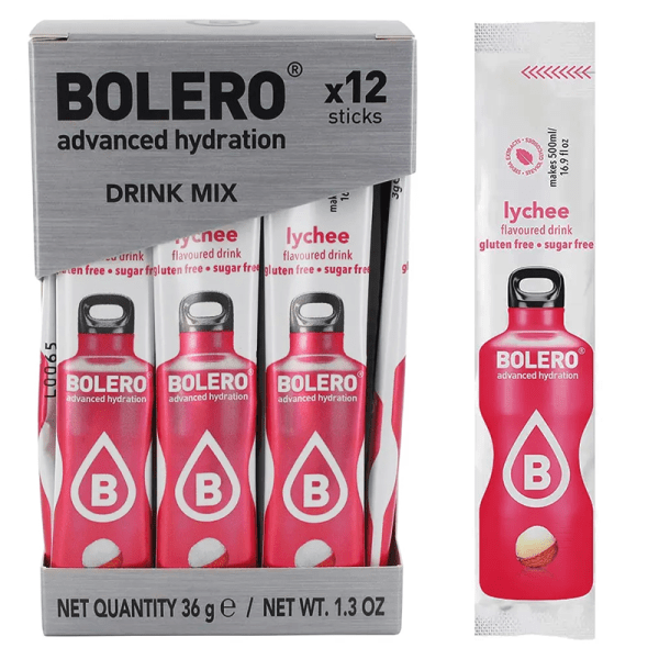 12x NAPÓJ BOLERO LICZI PROSZEK DO SATURATORA BEZ CUKRU STEWIA