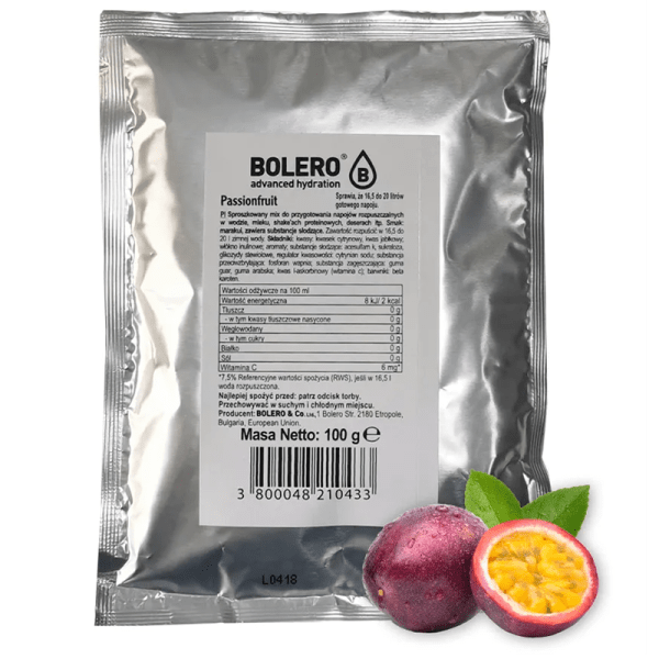 BOLERO PASSIONFRUIT MARAKUJA 100G NAPÓJ W PROSZKU BEZ CUKRU STEWIA DO 33L