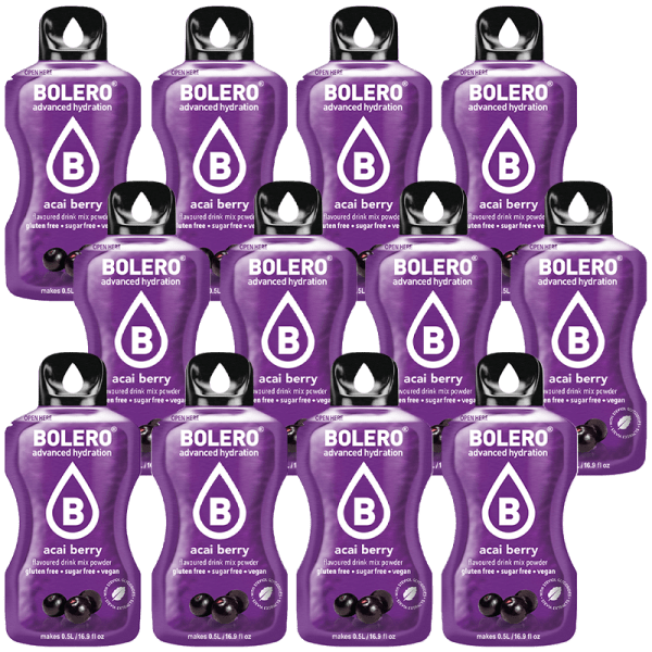 12x NAPÓJ BOLERO ACAI BERRY JAGODA PROSZEK DO SATURATORA BEZ CUKRU STEWIA