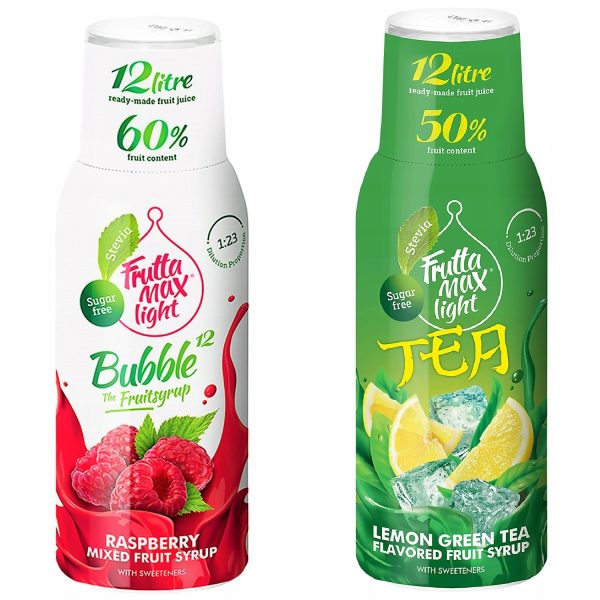 Syrop FruttaMax MALINA LIGHT 500 ml+ICE TEA CYTRYNOWA GREEN Light 500 ml