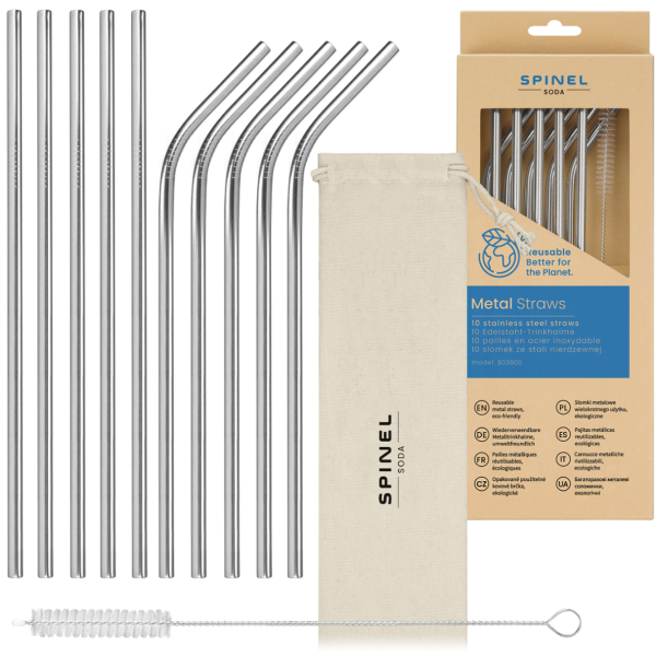 Metalowe słomki SpinelSoda x10 Silver