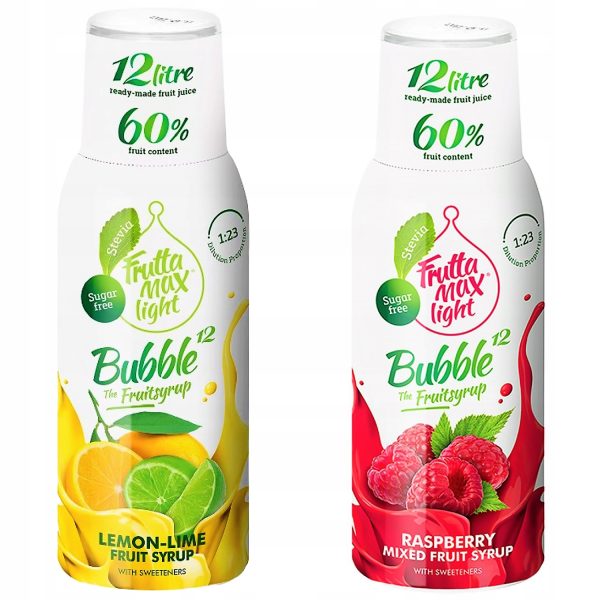 Syrop FruttaMax CYTRYNA LIMONKA LIGHT 500 ml+MALINA LIGHT 500 ml