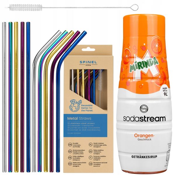 Syrop do SodaStream Mirinda + Metalowe słomki SpinelSoda x10 - obrazek 4