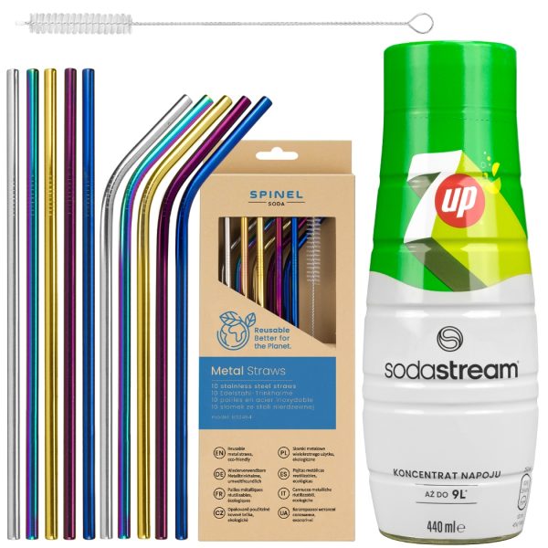 Syrop do SodaStream 7up + Metalowe słomki SpinelSoda x10 - obrazek 4