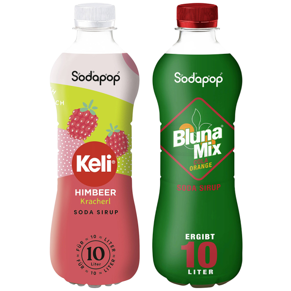 2x Syrop SODAPOP KELI HIMBEER 500ml + BLUNA Cola-Orange 500ml