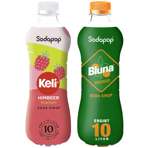 2x Syrop SODAPOP KELI HIMBEER 500ml + BLUNA Orange 500ml