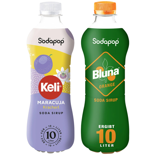 2x Syrop SODAPOP KELI MARACUJA 500ml + BLUNA Orange 500ml