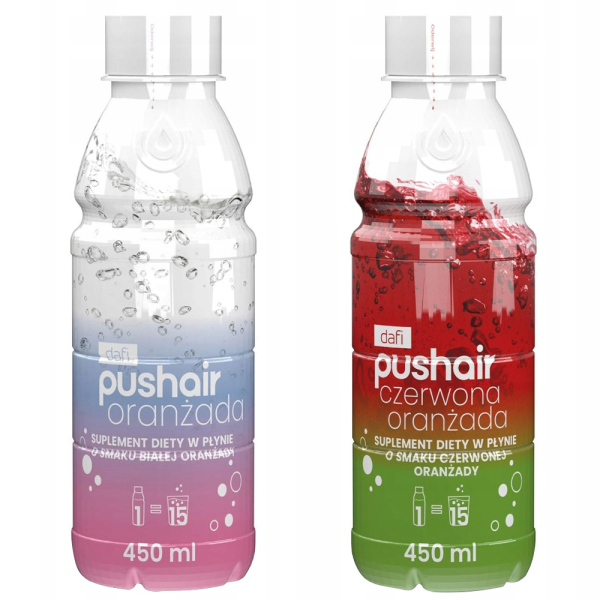 PUSHAIR Suplement diety Syrop Czerwona Oranżada 450ml + PUSHAIR Suplement diety Syrop Biała Oranżada 450ml