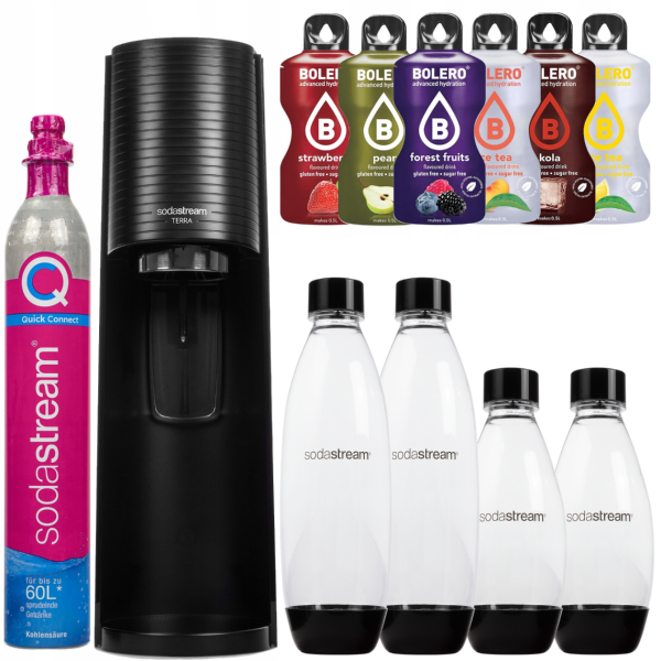 Saturator SodaStream Terra Black + 2 butelki + Butelki do SodaStream TWIN FUSE 0,5L + Bolero