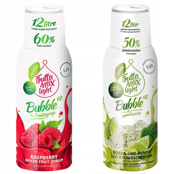 Syrop FruttaMax MALINA LIGHT 500 ml+LIMONKA MIĘTA BEZ LIGHT 500ml
