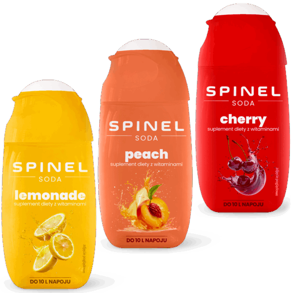3x Syrop SPINEL SODA WITH VITAMINS 65ml - PEACH, LEMONADE, CHERRY - obrazek 2