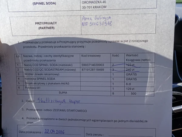 Naboje CO2 Spinel Soda dostępne w punkcie ANNA GABRYCH, WROCŁAWSKA 42, DOMASZCZYN