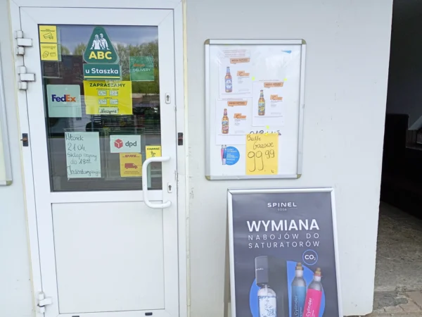Wejście do punktu wymiany nabojów CO2 Abc Jabłonica Polska przy Jabłonica Polska 217A, Jabłonica Polska