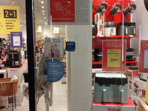 Wejście do punktu wymiany nabojów CO2 Sklep Tefal Lublin przy Aleja Spółdzielczości Pracy 34, Lublin