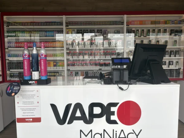 Wnętrze punktu wymiany nabojów CO2 VapeManiacy Szczytno Kaufland, Bolesława Chrobrego 5, Szczytno