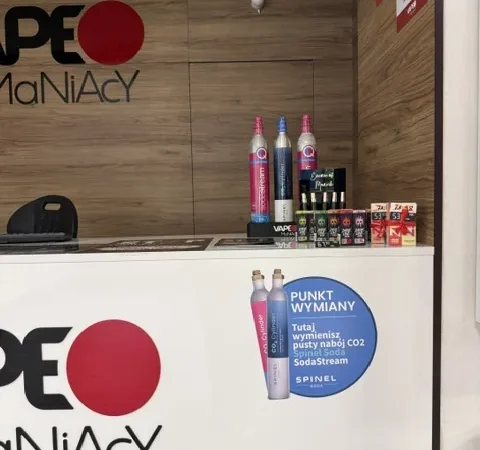 Wnętrze punktu wymiany nabojów CO2 VapeManiacy Zakopane, Nowotarska 4, Zakopane